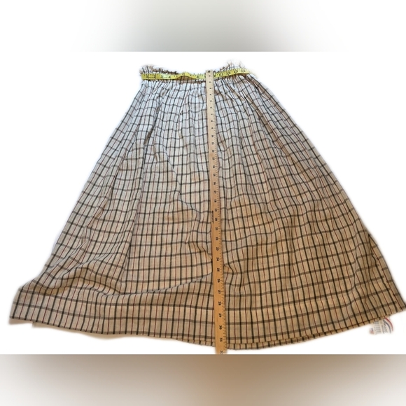 Maiwa Woven Cotton Long Skirt. White, Grey And Red. Paper Bag Waist Lg - Picture 4 of 12